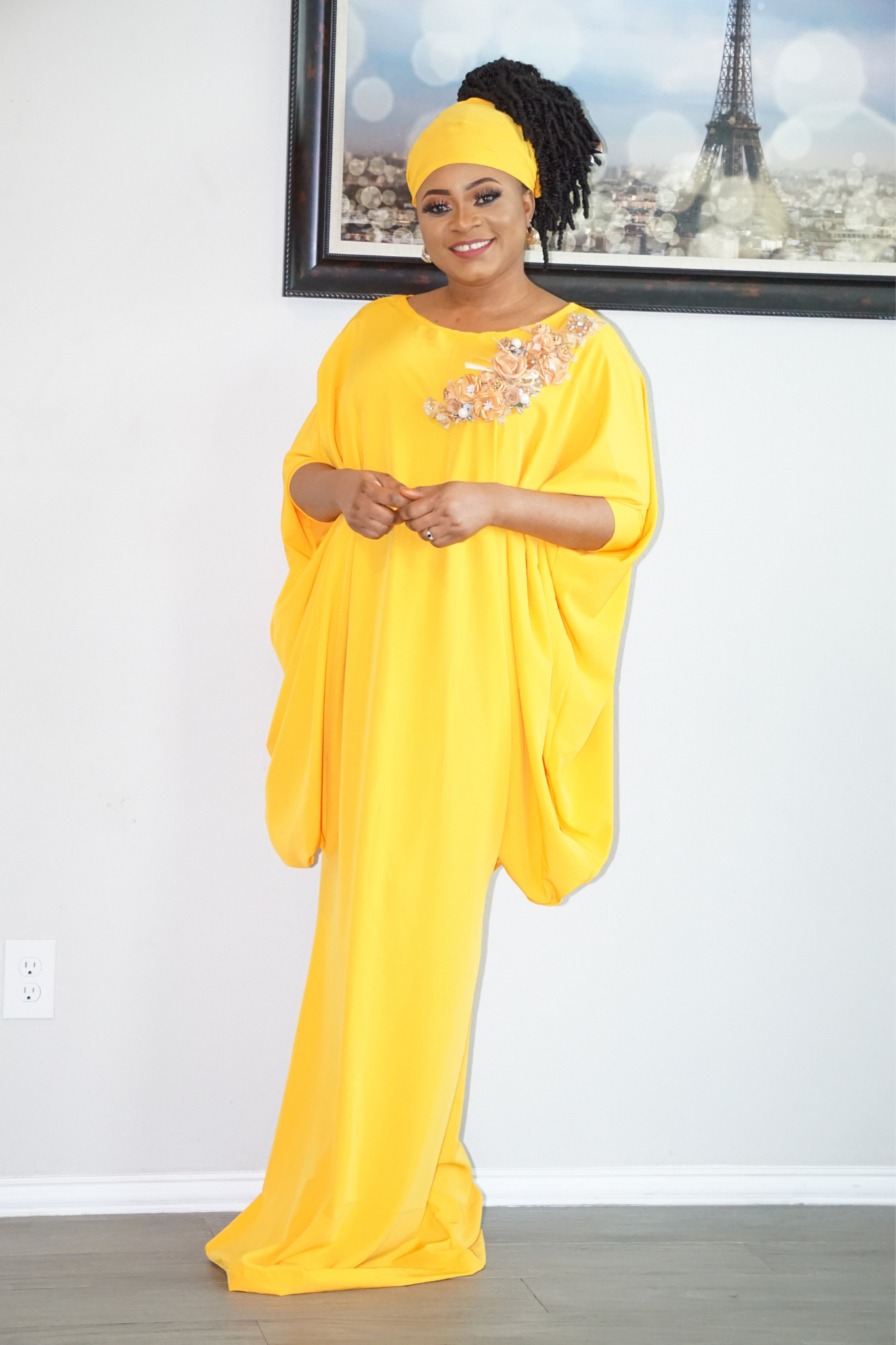 TARA BUBU KAFTAN DRESS- YELLOW
