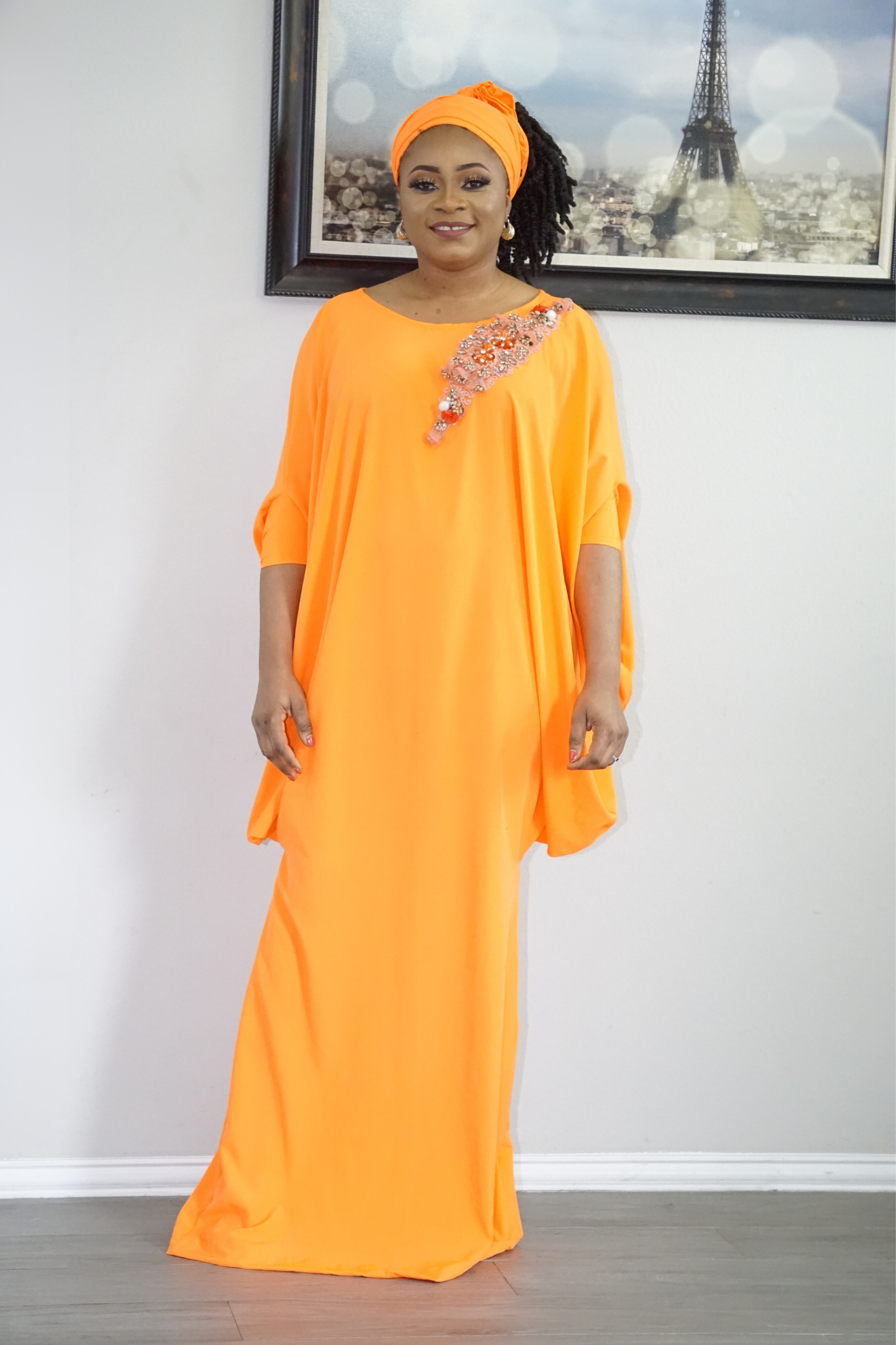 TARA BUBU KAFTAN DRESS-ORANGE