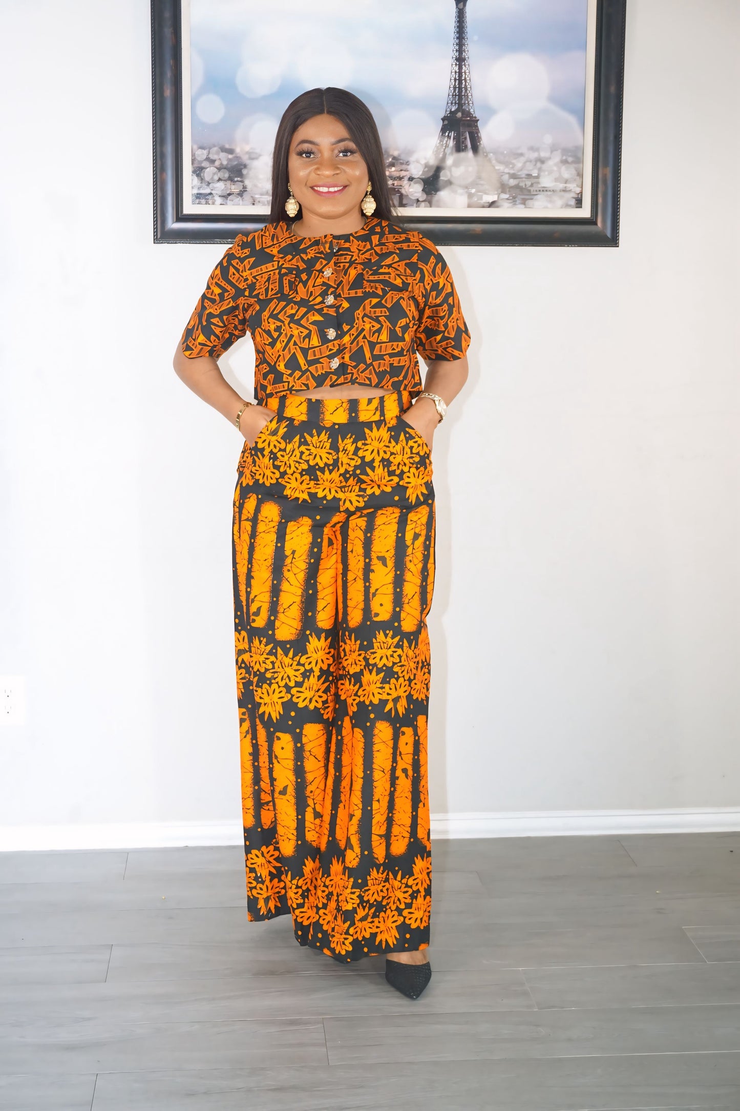 ODERE ORANGE ANKARA PANT AND TOP SET