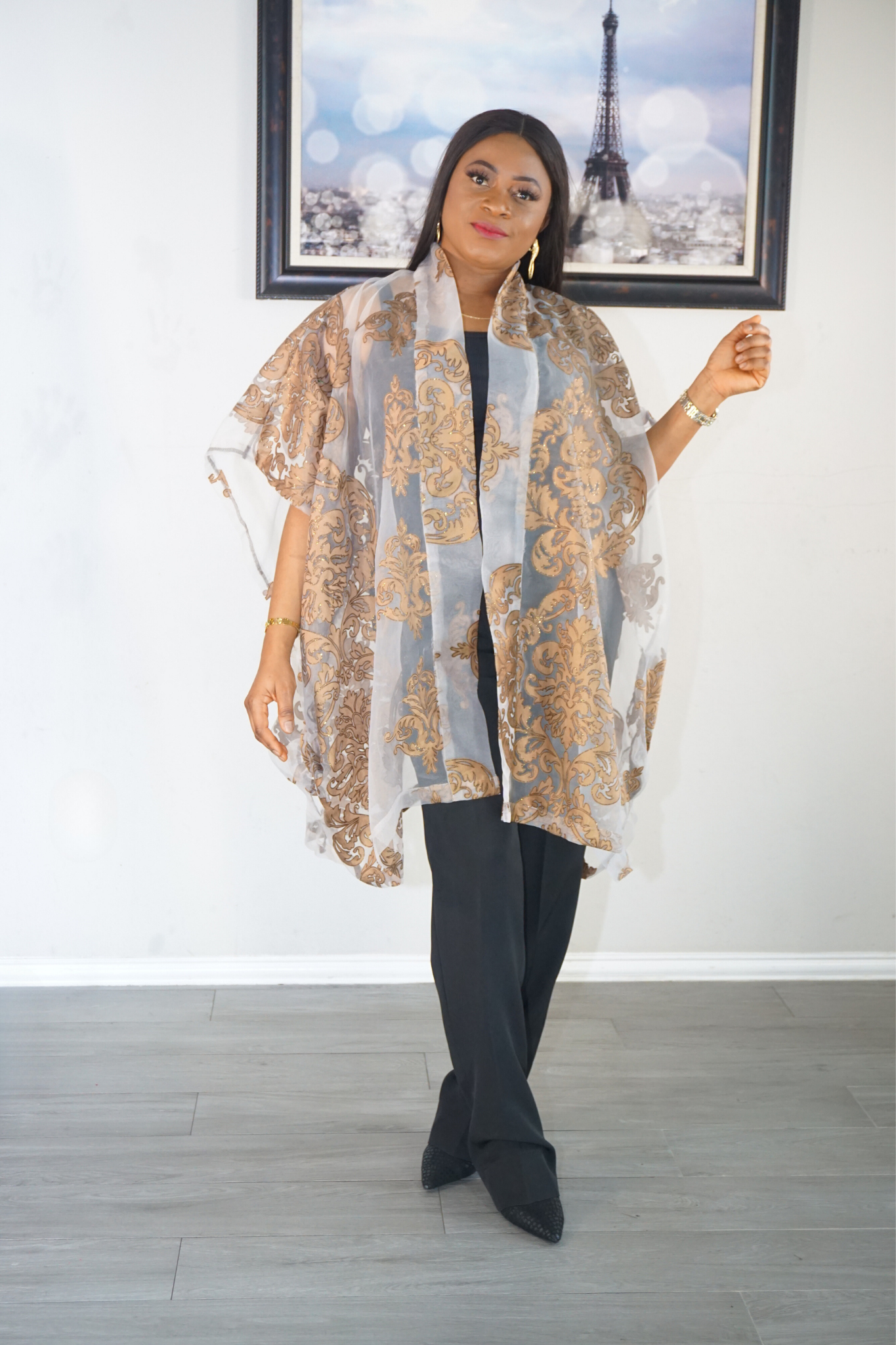 DIARA KIMONO JACKET AND BLACK PANT