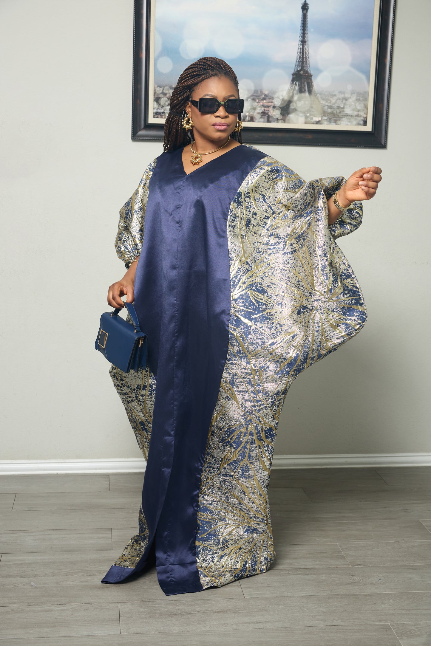 LAWE BUBU DRESS IN DEEP BLUE PRINT